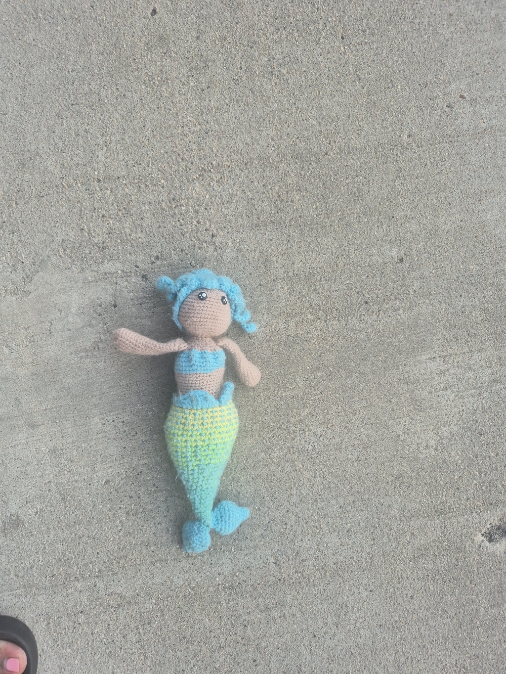 Handmade Crochet Mermaid Doll in Aqua and Lime